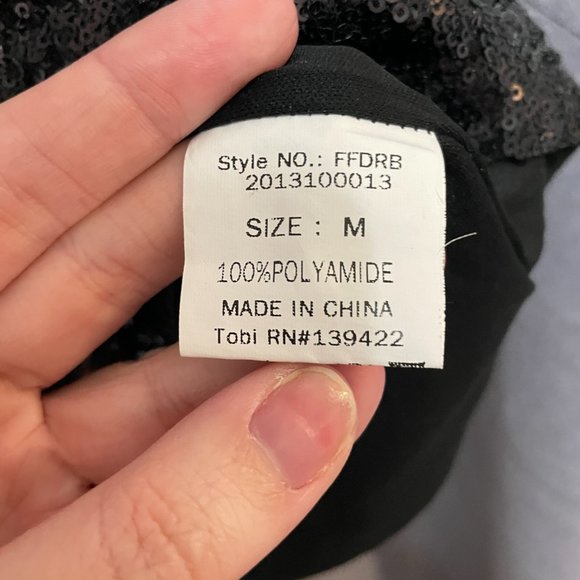 TOBI Black Sequin Deep V Mini Dress - Sexy & Sparkly, Events & Nights Out - Sz M - Picture 6 of 7